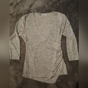 JENNIFER LOPEZ * V-NECK BLOUSE * SIZE XL * RUCHED SIDE BLOUSE * 3/4 SLEEVE TOP